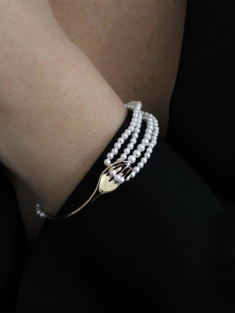 HEFANG Fork Pearl Spaghetti Bracelet NEW